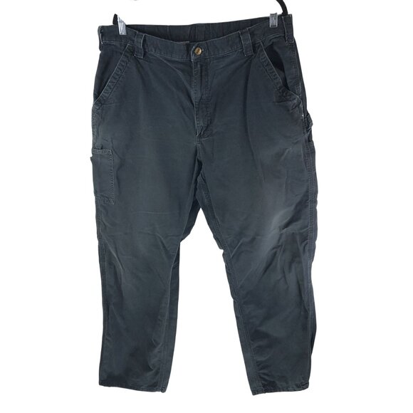 Carhartt Pants Loose Original Fit Canvas Cotton B151 Black 40x34 Actual 38x32 - Picture 1 of 9